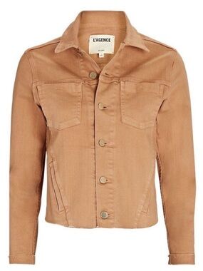 L’agence Janelle Cropped Denim Jacket in Dark Camel Size Medium